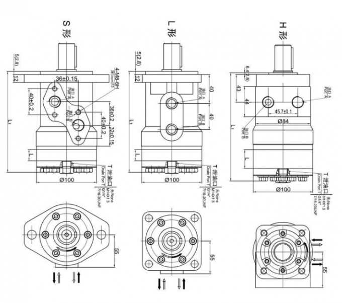 MR / OMR Hydraulic Motor , High Torque Low RPM Hydraulic Motor For Seeder