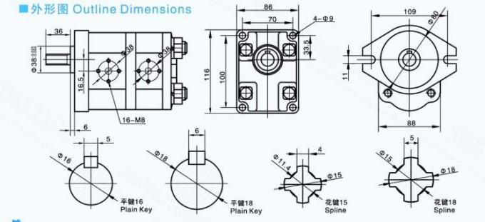 High Performance Hydraulic Gear Pump / Gear Type Oil Pump 20A(C)11X66 20A(C)19X067 1