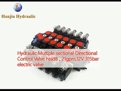 Hydraulic Multiple sectional Directional Control Valve hssd8 , 21gpm,12V 315bar electric valve