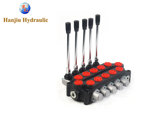 100 Liter Hydraulic Monoblock Control Valve 5p100 With 5 Spools G3/4 Open Center High Pressure Valve