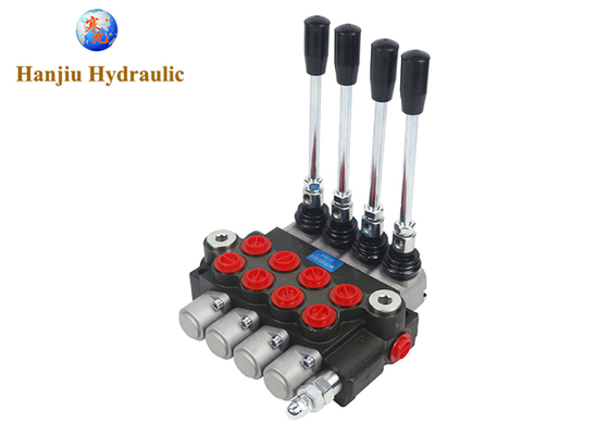 4P40 Monoblock Hydraulic Valve 40L Flow, 4 Spool, BSP Port G3/8, 3 Position Spring Return