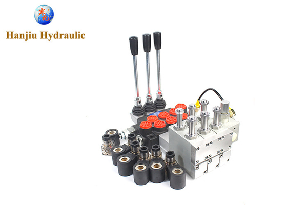 Electric 11gpm Hydraulic Directional Valve 12v Sae Ports 3 Spools Manual Control