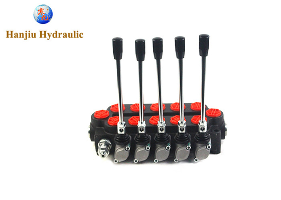 100 Liter Hydraulic Monoblock Control Valve 5p100 With 5 Spools G3/4 Open Center High Pressure Valve