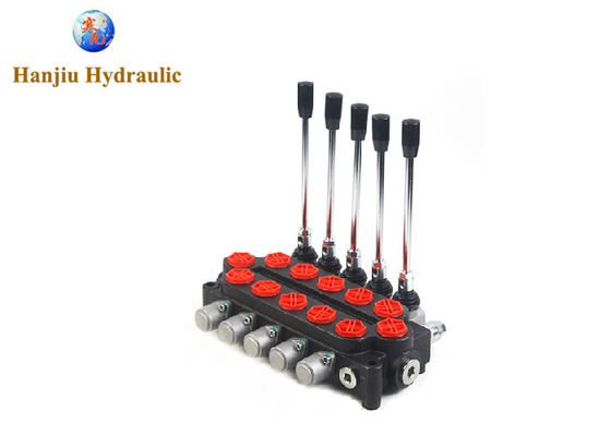 100 Liter Hydraulic Monoblock Control Valve 5p100 With 5 Spools G3/4 Open Center High Pressure Valve