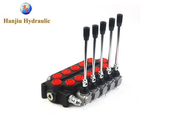 100 Liter Hydraulic Monoblock Control Valve 5p100 With 5 Spools G3/4 Open Center High Pressure Valve