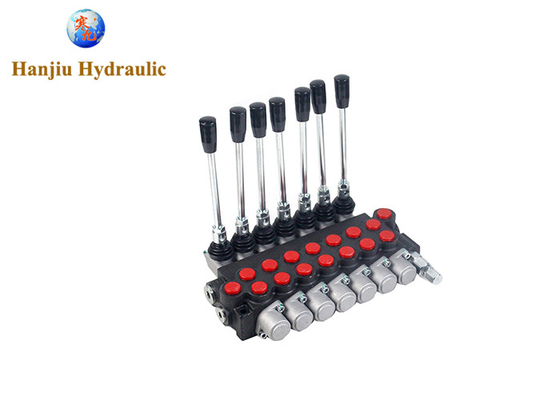 Hydraulic Control Valve 45l/Min 7 Spools 3 Position Double Acting Spring Return Flow Valve