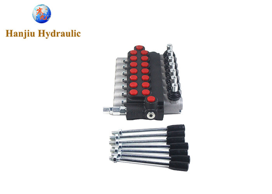 Hydraulic Control Valve 45l/Min 7 Spools 3 Position Double Acting Spring Return Flow Valve