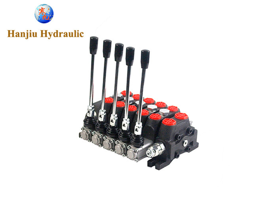 Dcv Series 100lpm Manual Control Hydraulic Vlave 5 Spool Standard Handle Spring Return 350 Bar