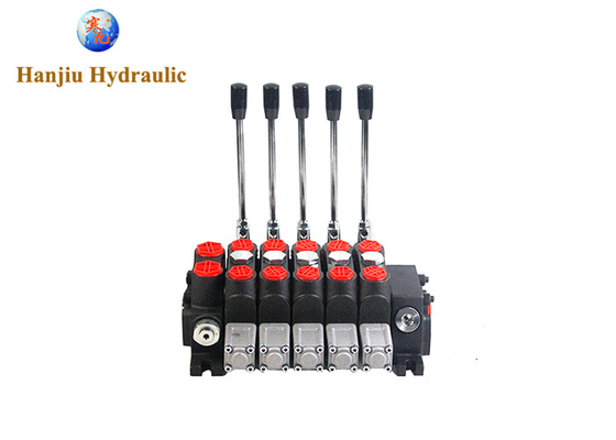 Dcv Series 100lpm Manual Control Hydraulic Vlave 5 Spool Standard Handle Spring Return 350 Bar