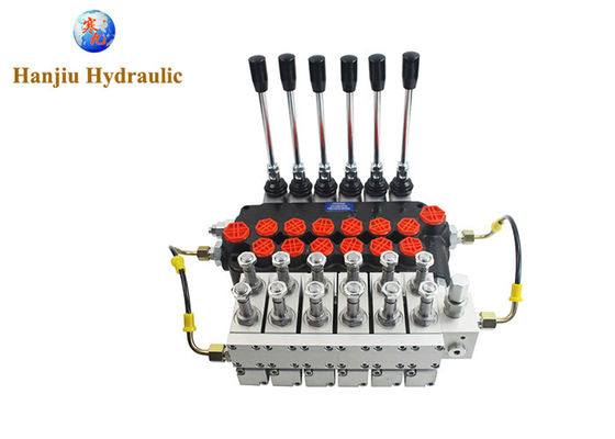 P80 Electric Hydraulic Directional Control Valves 6 Spools 3 Way Spring Return Control Valve