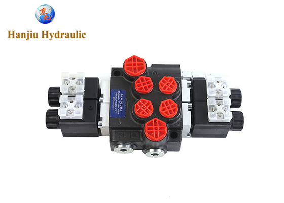 40 Liter Monoblock Solenoid Valve 2P40 Two Spools G 3/8" Open Center Spool Solenoid 12V 24V