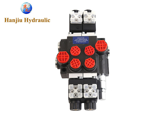40 Liter Monoblock Solenoid Valve 2P40 Two Spools G 3/8" Open Center Spool Solenoid 12V 24V