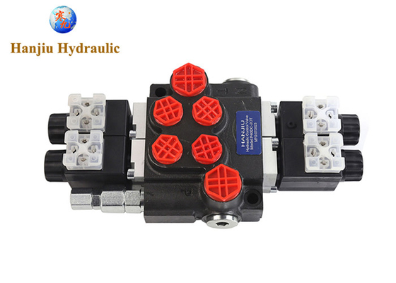 40 Liter Monoblock Solenoid Valve 2P40 Two Spools G 3/8" Open Center Spool Solenoid 12V 24V