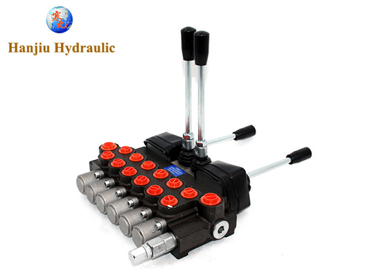 6 Spool Hydraulic Directional Valve 11gpm 40L/min 6p40 With 2 Joysticks Monoblock Valve