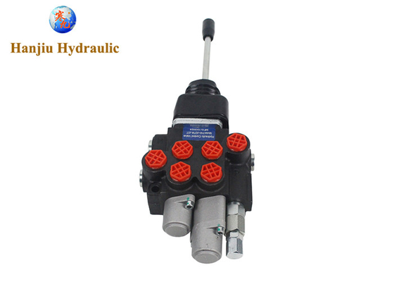 P40 Monoblock Hydraulic Directional Control Valve, 2 Banks, 1 control 2 handles, Float function, 3 position double action, 40 liters, 250bar
