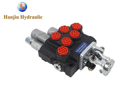 P40 Monoblock Hydraulic Directional Control Valve, 2 Banks, 1 control 2 handles, Float function, 3 position double action, 40 liters, 250bar