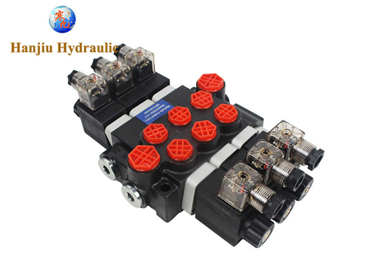 P40 Series Monoblock Control Valves 3 Spool 40 Liters Solenoid Control 12V DC And 24V DC 250 Bar