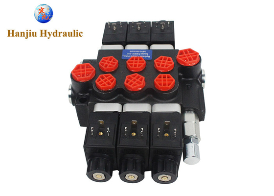 P40 Series Monoblock Control Valves 3 Spool 40 Liters Solenoid Control 12V DC And 24V DC 250 Bar