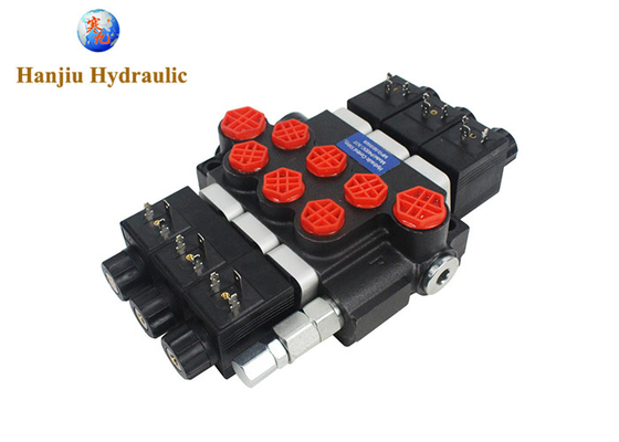 P40 Series Monoblock Control Valves 3 Spool 40 Liters Solenoid Control 12V DC And 24V DC 250 Bar