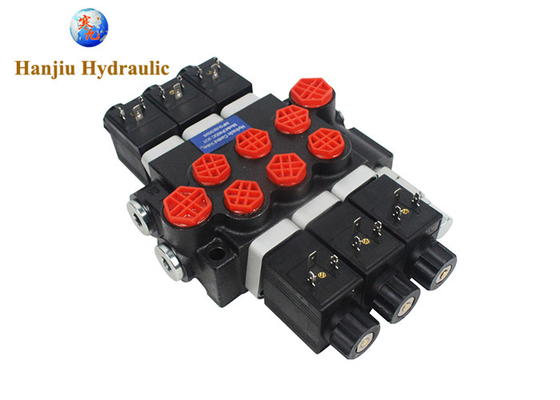 P40 Series Monoblock Control Valves 3 Spool 40 Liters Solenoid Control 12V DC And 24V DC 250 Bar
