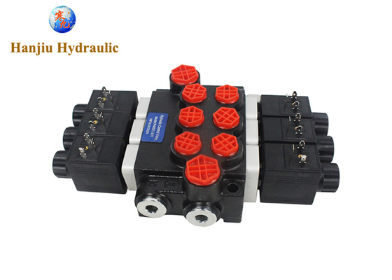 P40 Series Monoblock Control Valves 3 Spool 40 Liters Solenoid Control 12V DC And 24V DC 250 Bar