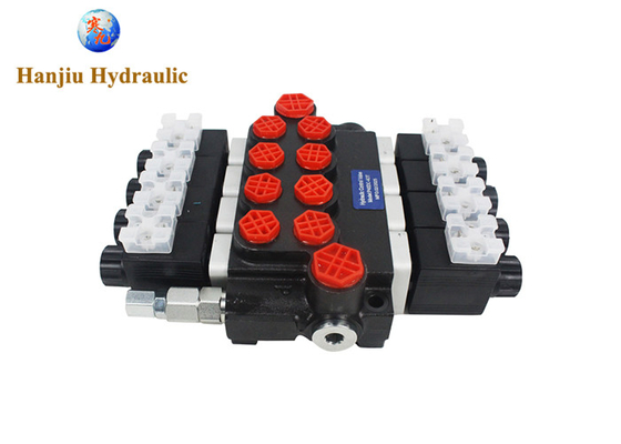 P40 Series Monoblock Control Valves 4 Spool 40 Liters Solenoid Control 12V DC And 24V DC 250 Bar