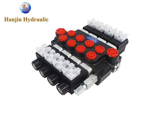 P40 Series Monoblock Control Valves 4 Spool 40 Liters Solenoid Control 12V DC And 24V DC 250 Bar