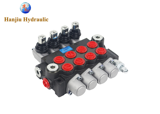 4P40 Monoblock Hydraulic Valve 40L Flow, 4 Spool, BSP Port G3/8, 3 Position Spring Return