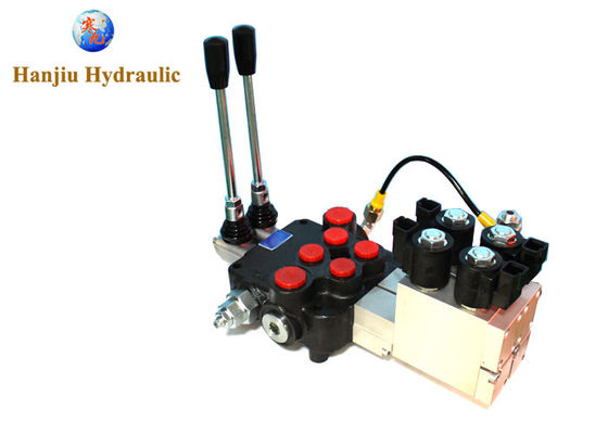 Hydraulic Motor 2 Spool Valves 80 L/Min 12V Electric Hydraulic Control Valve